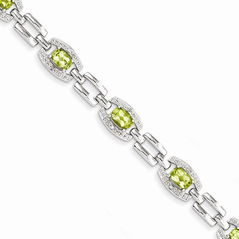 Sterling Silver Diamond & Peridot Bracelet