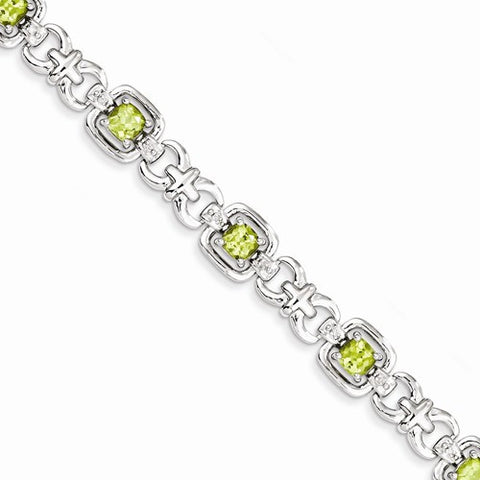 Sterling Silver Diamond & Peridot Bracelet