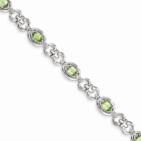 Sterling Silver Diamond & Peridot Bracelet