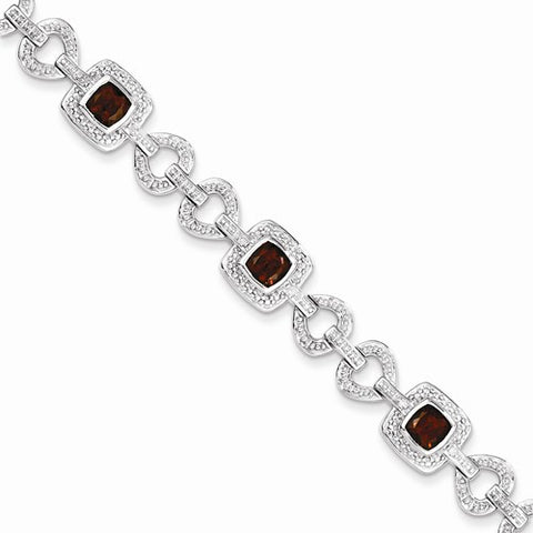 Sterling Silver Diamond & Garnet Bracelet