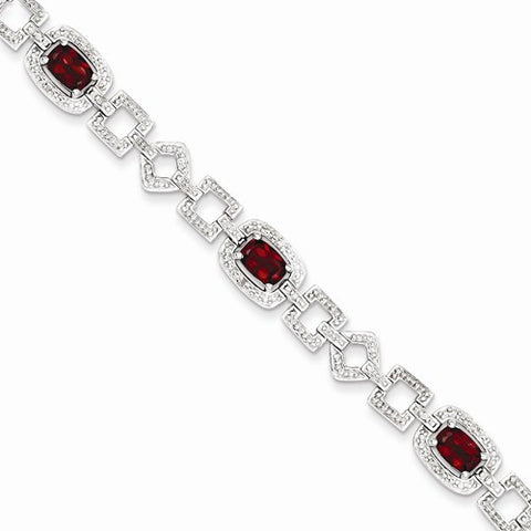 Sterling Silver Diamond & Garnet Bracelet