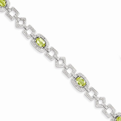 Sterling Silver Diamond & Peridot Bracelet