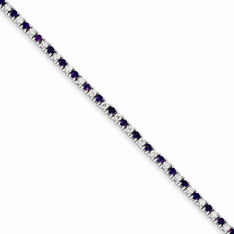 Sterling Silver Amethyst Diamond Bracelet