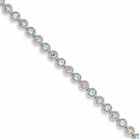 Sterling Silver Blue Topaz Diamond Bracelet