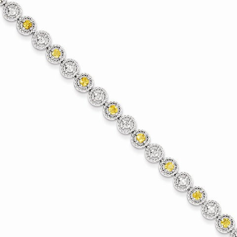 Sterling Silver Citrine Diamond Bracelet