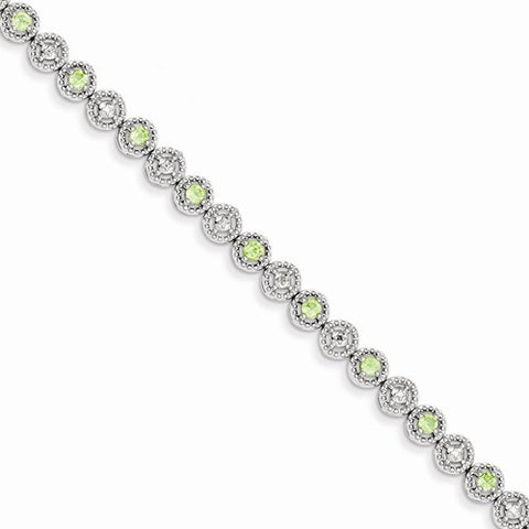 Sterling Silver Peridot Diamond Bracelet