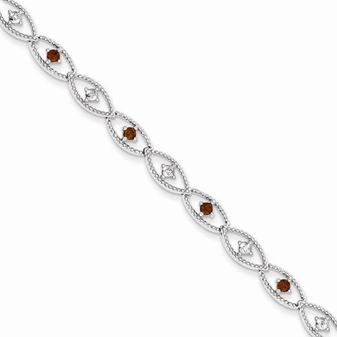 Sterling Silver Garnet Diamond Bracelet