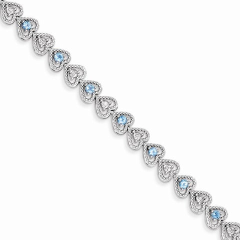 Sterling Silver Blue Topaz Diamond Bracelet