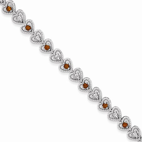 Sterling Silver Garnet Diamond Bracelet