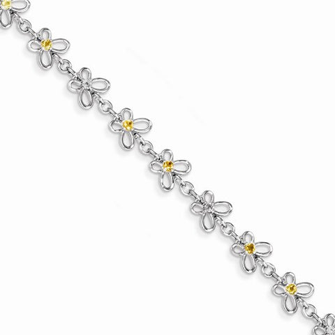 Sterling Silver Citrine & Diamond Bracelet