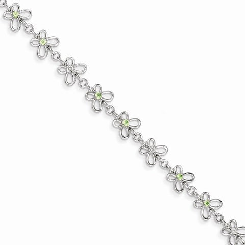 Sterling Silver Peridot & Diamond Bracelet