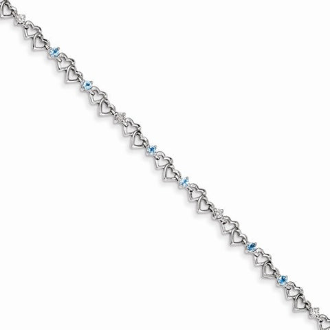 Sterling Silver Blue Topaz & Diamond Bracelet