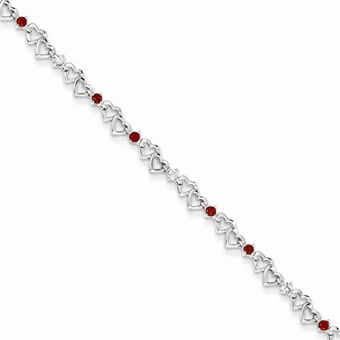 Sterling Silver Garnet & Diamond Bracelet