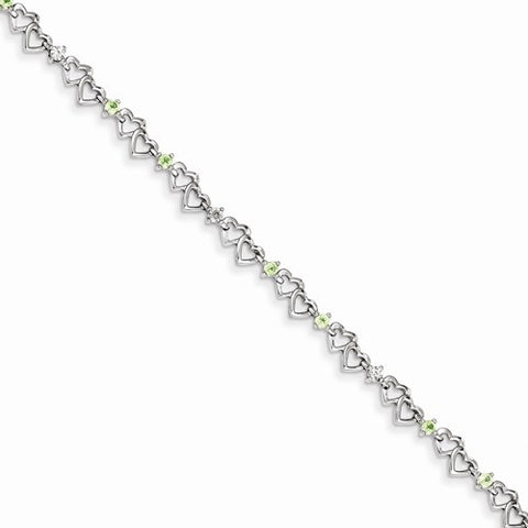 Sterling Silver Peridot & Diamond Bracelet