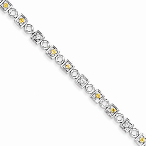 Sterling Silver Citrine & Diamond Bracelet