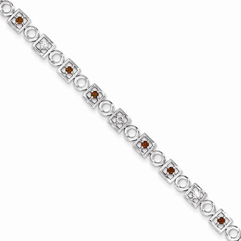 Sterling Silver Garnet & Diamond Bracelet