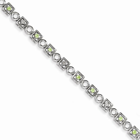 Sterling Silver Peridot & Diamond Bracelet