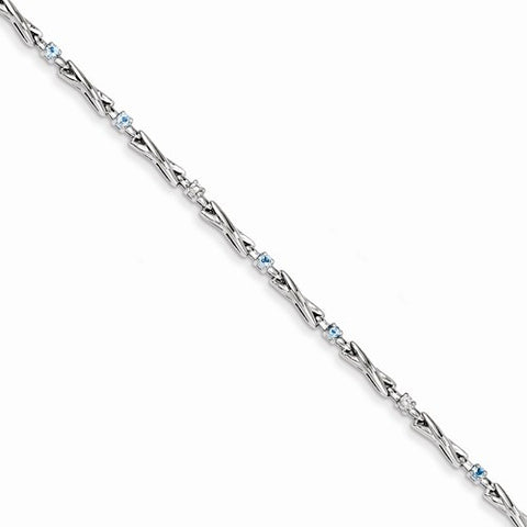 Sterling Silver Blue Topaz & Diamond Bracelet