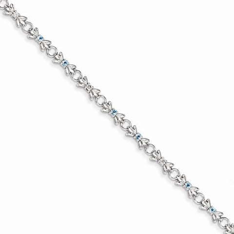 Sterling Silver Blue Topaz & Diamond Bracelet