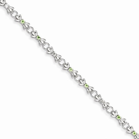 Sterling Silver Peridot & Diamond Bracelet