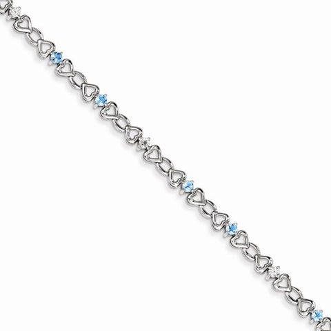 Sterling Silver Blue Topaz & Diamond Bracelet