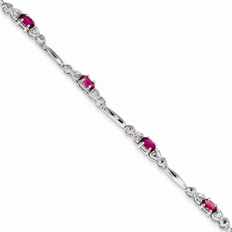 Sterling Silver Pink Tourmaline and Diamond Bracelet