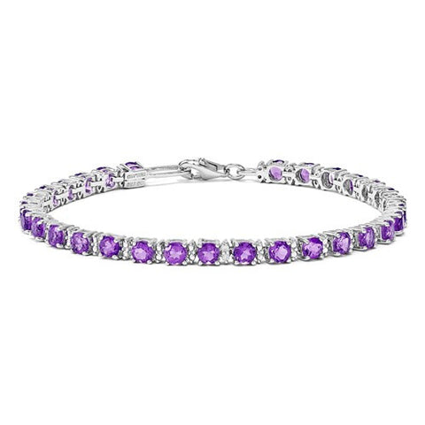 Sterling Silver Amethyst and Diamond Bracelet