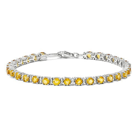 Sterling Silver Citrine and Diamond Bracelet