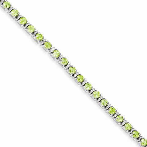 Sterling Silver Peridot and Diamond Bracelet