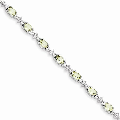 Sterling Silver Lemon Quartz White Topaz Bracelet