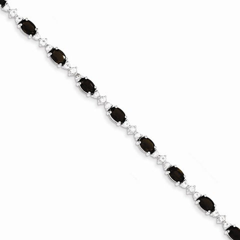 Sterling Silver Smokey Quartz & White Topaz Bracelet