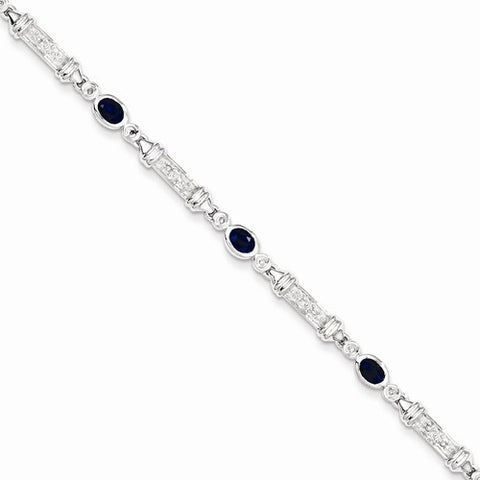 Sterling Silver Sapphire and Diamond Bracelet