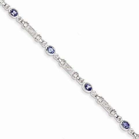 Sterling Silver Tanzanite and Diamond Bracelet