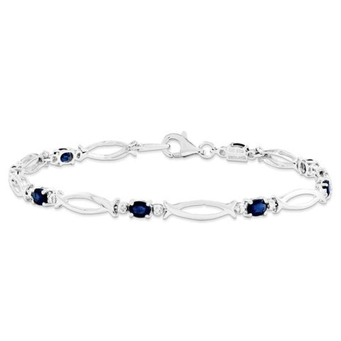 Sterling Silver Sapphire and Diamond Bracelet