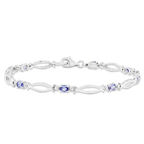 Sterling Silver Tanzanite and Diamond Bracelet