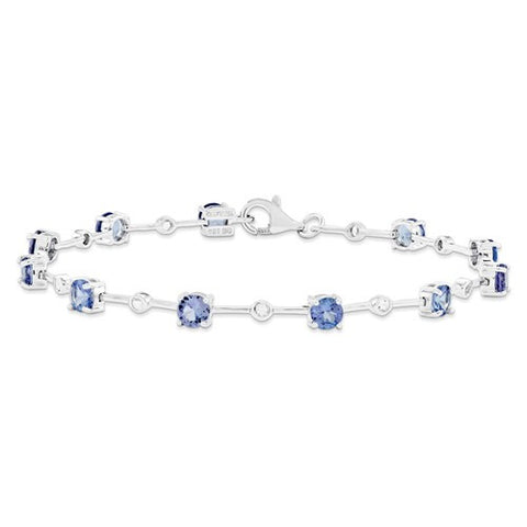 Sterling Silver Tanzanite & White Topaz Bracelet