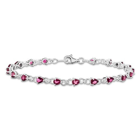 Sterling Silver Pink Tourmaline and Diamond Bracelet