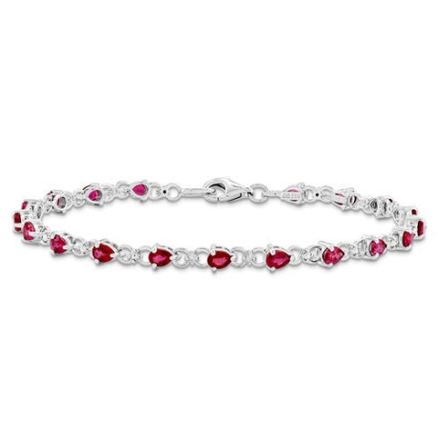 Sterling Silver African Ruby and Diamond Bracelet