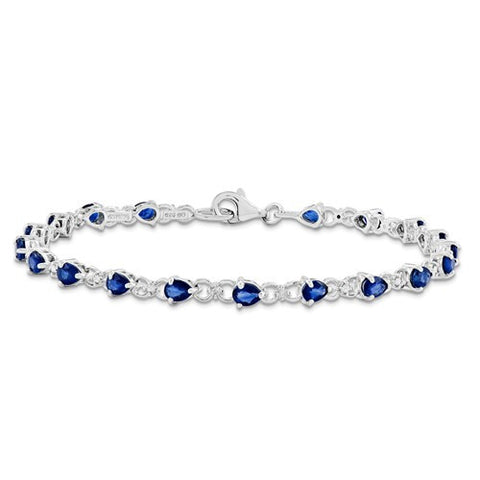 Sterling Silver Sapphire and Diamond Bracelet