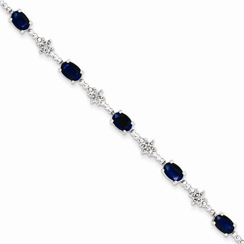 Sterling Silver Sapphire and Diamond Bracelet