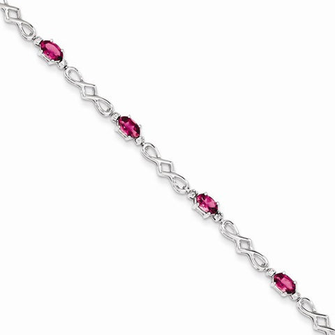 Sterling Silver Pink Tourmaline and Diamond Bracelet