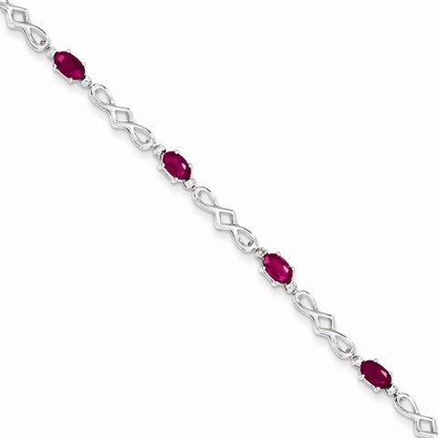 Sterling Silver African Ruby and Diamond Bracelet