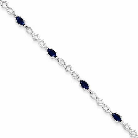 Sterling Silver Sapphire and Diamond Bracelet