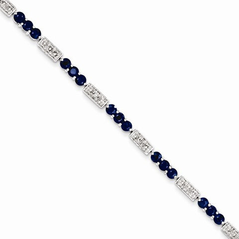 Sterling Silver Sapphire and Diamond Bracelet