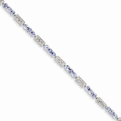 Sterling Silver Tanzanite and Diamond Bracelet