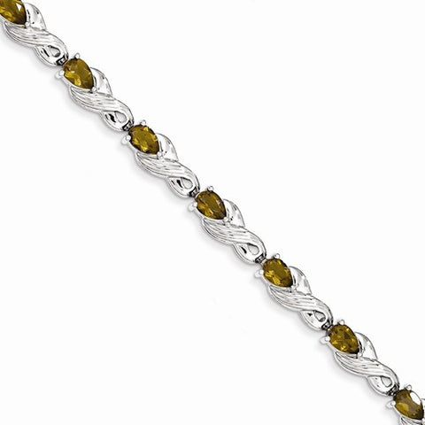 Sterling Silver Whiskey Quartz Bracelet