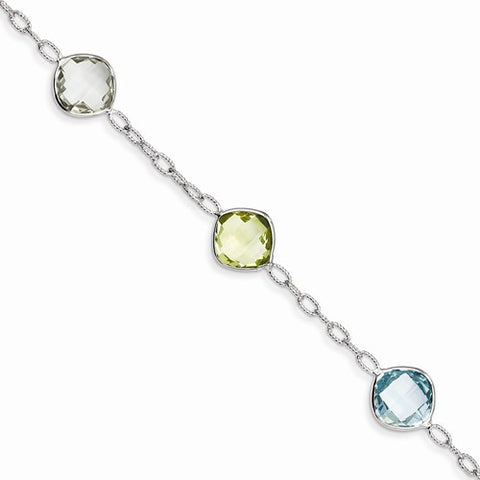 Sterling Silver Multi Color Gemstone Bracelet