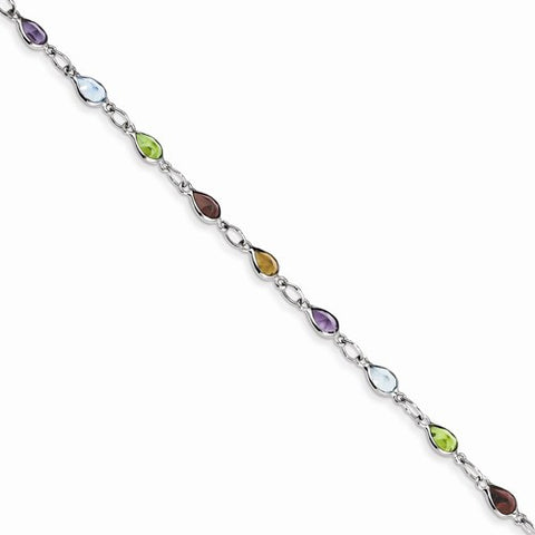 Sterling Silver Rhodium Plated Bt Amy Ci Ga & Peridot Bracelet