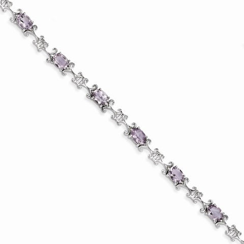 Sterling Silver Amethyst Oval Bracelet