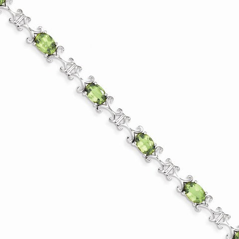 Sterling Silver Peridot Oval Bracelet